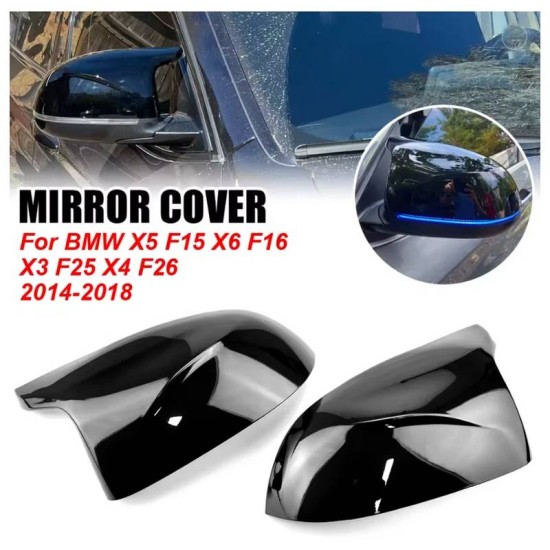 Καπάκια Καθρεφτών Για Bmw X3 F25, X4 F26, X5 F15, X6 F16 XM Look Γυαλιστερό Μαύρο 2 Τεμάχια