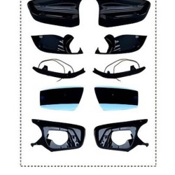 Καθρέφτες Αναβάθμισης Για Bmw 5 F10 / F11 LCI (Facelift), 6 F06, F12, F13, 7 F02, F03, F04, 14-18 Facelift Look Γυαλιστερό Μαύρο