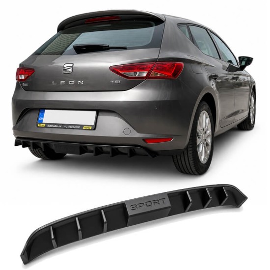 Diffuser Πίσω Προφυλακτήρα Για Seat Leon MK3 2012-2017 5doors  Μαύρο Γυαλιστερό Από Abs Πλαστικό 1 Τεμάχιο