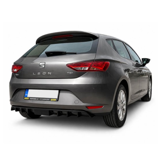 Diffuser Πίσω Προφυλακτήρα Για Seat Leon MK3 2012-2017 5doors  Μαύρο Γυαλιστερό Από Abs Πλαστικό 1 Τεμάχιο