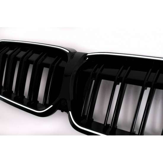 Καρδιές Μάσκας Για Bmw 3 G20 / G21 19-22 M4 Look Με LED Διπλή Γρίλια Μαύρο Γυαλιστερό Με 1 Τεμάχιο