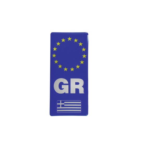 Αυτοκόλλητο Αυτοκινήτου ''GR-Αστέρια'' 4cm x 8,8cm Με Επικάλυψη Σμάλτου 1 Τεμάχιο 20931