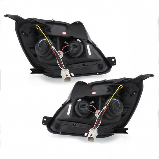 Μπροστινά Φανάρια Set Για Ford Fiesta 02-05 DRL Μαύρα H1/H1 Με Μοτέρ JunYan