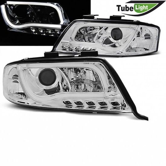 Μπροστινά Φανάρια Set Για Audi A6 4B 97-01 DRLTube Light Χρωμίου H1/H1 Sonar