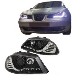 Μπροστινά Φανάρια Set Για Seat Ibiza 6L 02-08 DRL & Led Φλας Μαύρα H1/H1 Junyan Μπροστινά Φανάρια Set Για Seat Ibiza 6L 02-08 DRL & Led Φλας Μαύρα H1/H1 Junyan