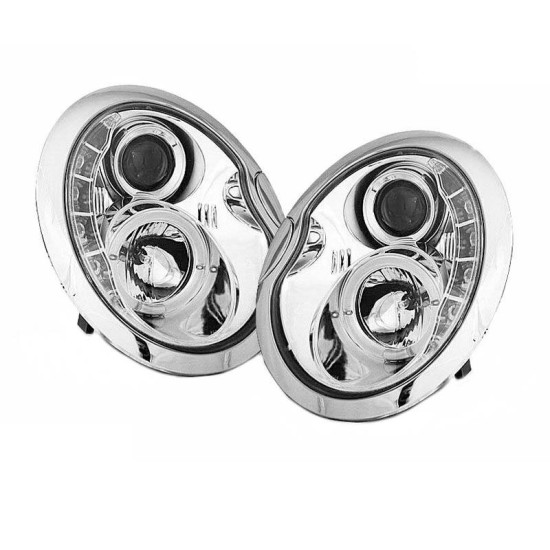 Μπροστινά Φανάρια Set Για Mini Cooper (R50/52/53) 01-06 DRL Χρωμίου H1/H1 Με Μοτέρ Sonarr