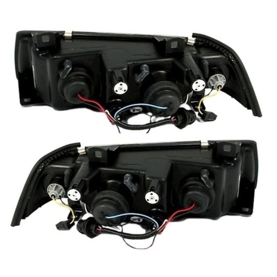 Μπροστινά Φανάρια Set Για Bmw 3 E36 90-99 Sedan / Compact / Touring Angel Eyes & Led Μαύρα H1/H1 Sonar