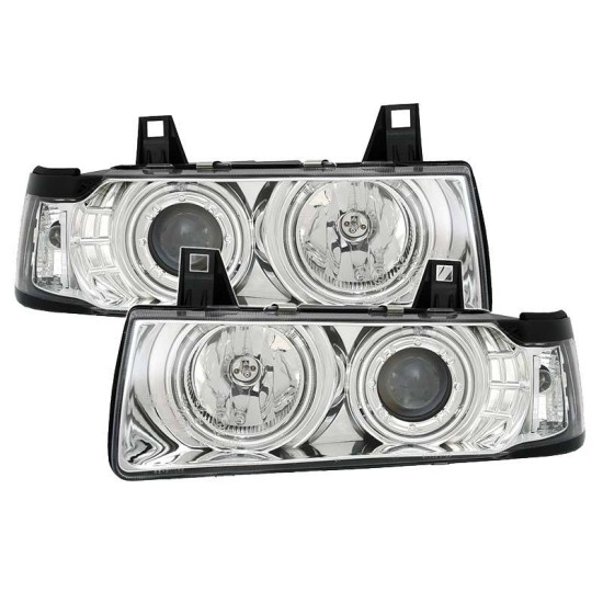 Μπροστινά Φανάρια Set Για Bmw 3 E36 90-99 Coupe / Cabrio ccfl Angel Eyes Χρωμίου H3/H1 Eagle Eyes