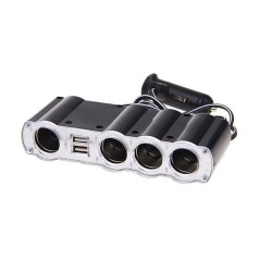 Προέκταση Αναπτήρα In-Car Wf-4008 Τετραπλή 12/24V Με 2 USB 1 Τεμάχιο