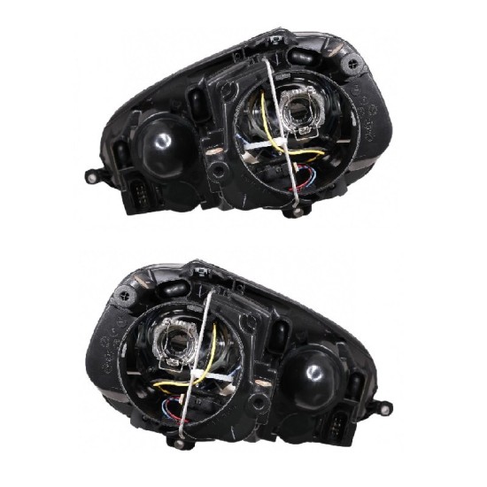 Μπροστινά Φανάρια Set Για Vw Golf 5 03-08 Angel Eyes Μαύρα H7/H7 Με Μοτέρ Depo