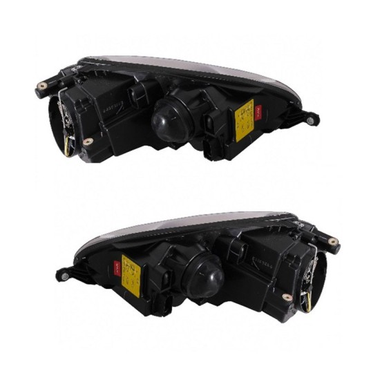 Μπροστινά Φανάρια Set Για Vw Golf 5 03-08 Angel Eyes Μαύρα H7/H7 Με Μοτέρ Depo