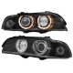 Μπροστινά Φανάρια Set Για Bmw 5 E39 95-03 Angel Eyes Μαύρα H7/H7 Με Μοτέρ Depo
