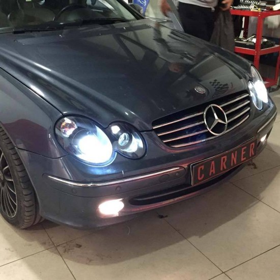 Μπροστινά Φανάρια Set Για Mercedes-Benz CLK W209 03-10 Projectors Μάυρα H7/H7 Με Ρυθμιστή Αέρος Depo