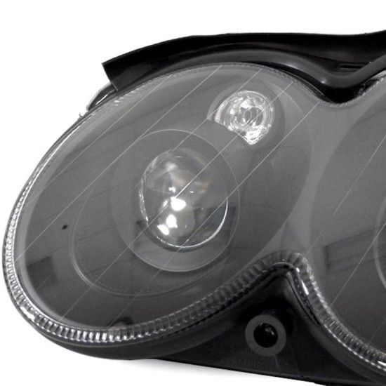 Μπροστινά Φανάρια Set Για Mercedes-Benz CLK W209 03-10 Projectors Μάυρα H7/H7 Με Ρυθμιστή Αέρος Depo