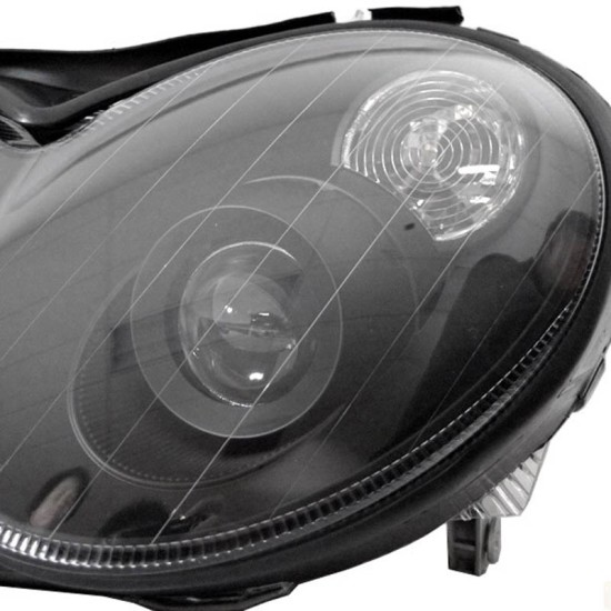 Μπροστινά Φανάρια Set Για Mercedes-Benz CLK W209 03-10 Projectors Μάυρα H7/H7 Με Ρυθμιστή Αέρος Depo