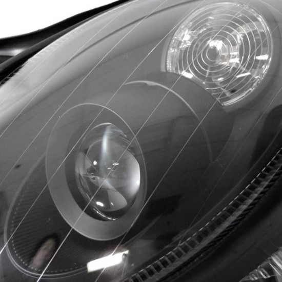 Μπροστινά Φανάρια Set Για Mercedes-Benz CLK W209 03-10 Projectors Μάυρα H7/H7 Με Ρυθμιστή Αέρος Depo