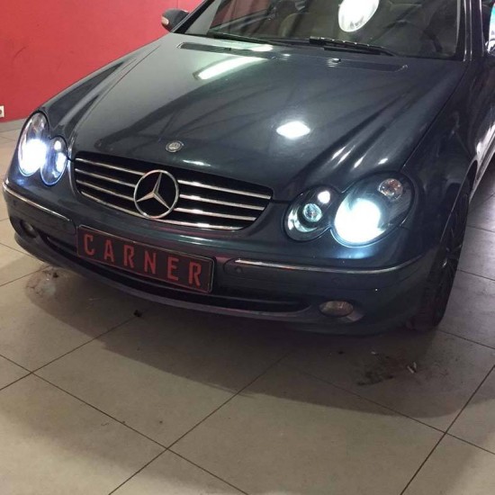 Μπροστινά Φανάρια Set Για Mercedes-Benz CLK W209 03-10 Projectors Μάυρα H7/H7 Με Ρυθμιστή Αέρος Depo
