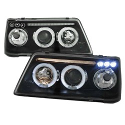 Μπροστινά Φανάρια Set Για Peugeot 205 Angel Eyes & Led Μαύρα H1/H1 Manual JunYan Μπροστινά Φανάρια Set Για Peugeot 205 Angel Eyes & Led Μαύρα H1/H1 Manual JunYan