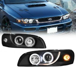 Μπροστινά Φανάρια Set Για Subaru Impreza 93-00 Angel Eyes Μαύρα H1/H1 Manual Sonar