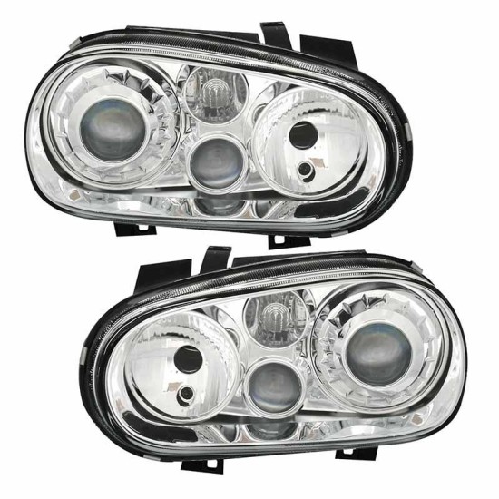 Μπροστινά Φανάρια Set Για Vw Golf IV (4) 97-03 R32 Look Projectors Χρωμίου H7/H7/H3 Depo