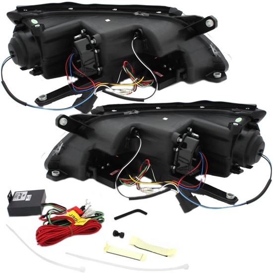 Μπροστινά Φανάρια Set Για Vw Tiguan mk1 07-11 TRU DRL Χρωμίου H7/H1 Με Μοτέρ Sonar