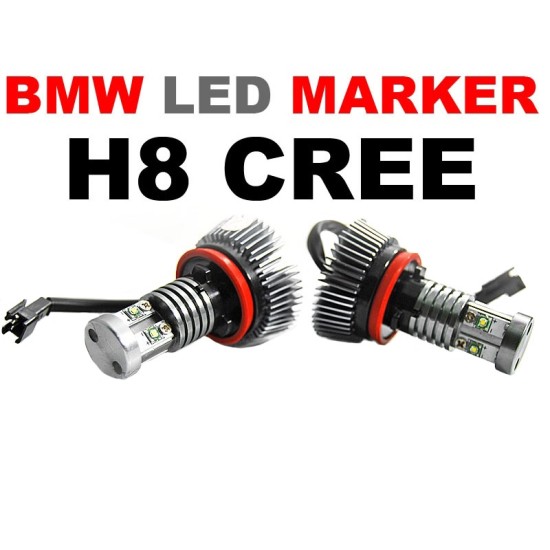 Λάμπες Led Για Angel Eyes Bmw 3 E90 / E92 / 5 E60 / X5 E70 / X6 E71 H8 Canbus Λευκές 2 Τεμάχια