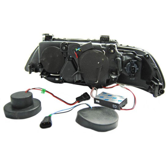 Μπροστινά Φανάρια Set Για Bmw 5 E39 95-03 ccfl Angel Eyes Μαύρα H7/H7 Με Μοτέρ Eagle Eyes