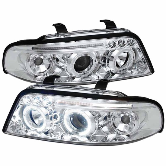 Μπροστινά Φανάρια Set Για Audi A4 B5 94-98 Angel Eyes & Led Χρωμίου H1/H1 Junyan