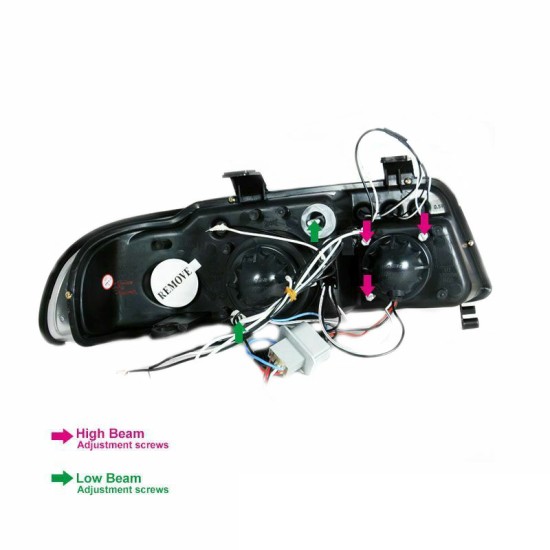Μπροστινά Φανάρια Set Για Audi A4 B5 94-98 Angel Eyes & Led Χρωμίου H1/H1 Junyan