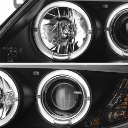 Μπροστινά Φανάρια Set Για Bmw Z4 E85 E86 02-08 Angel Eyes & Led Μαύρα H7/H1 Με Μοτέρ Sonar