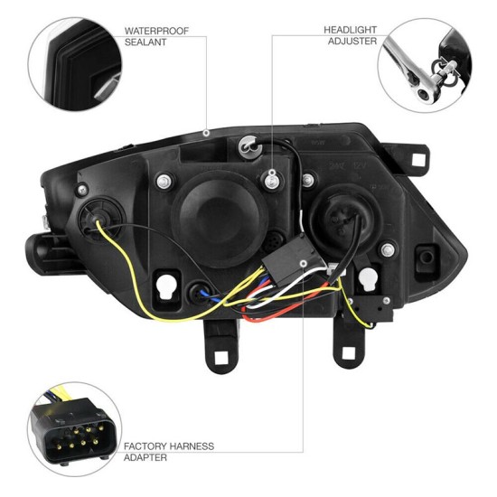 Μπροστινά Φανάρια Set Για Bmw Z4 E85 E86 02-08 Angel Eyes & Led Μαύρα H7/H1 Με Μοτέρ Sonar