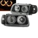 Μπροστινά Φανάρια Set Για Vw Polo 6N 94-99 Angel Eyes Μαύρα H7/H7 Με Μοτέρ Depo
