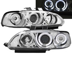 Μπροστινά Φανάρια Set Για Honda Civic 91-95 4D Angel Eyes & Led Χρωμίου H1/H1 Manual Sonar Μπροστινά Φανάρια Set Για Honda Civic 91-95 4D Angel Eyes & Led Χρωμίου H1/H1 Manual Sonar