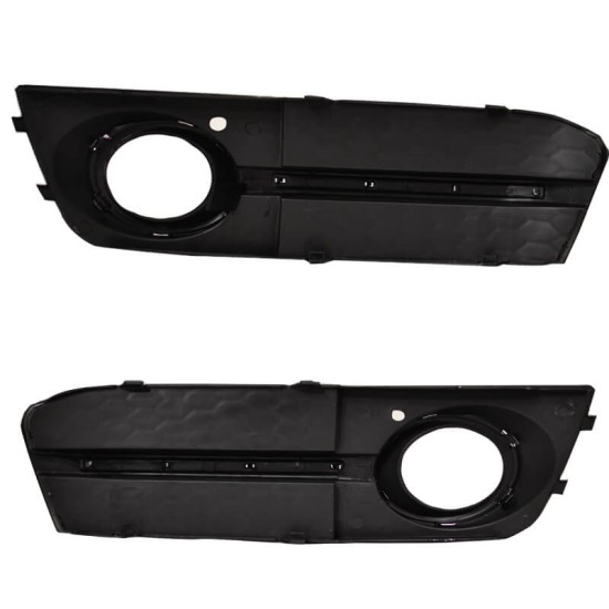 Δίχτυ Προφυλακτήρα Εμπρός Πλαινό Για Audi A4 B8 08-11 RS Look Γυαλιστερό Μαύρο / Χρώμιο Αριστερό & Δεξί 2 Τεμάχια