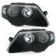 Μπροστινά Φανάρια Set Για Vw Passat B6 3C 05-10 Angel Eyes Μαύρα H7/H7 Με Μοτέρ Depo