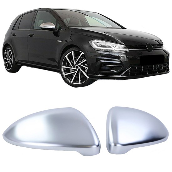 Καπάκια Καθρεφτών Για VW Golf VII (7) 12-20 / Touran 15+ Brushed Aluminium 2 Τεμάχια