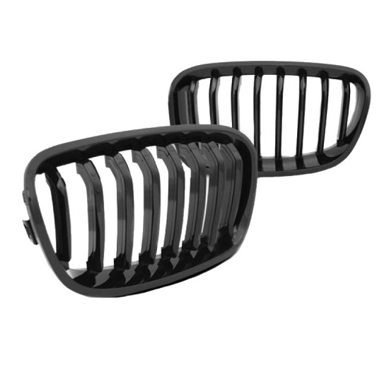 Καρδιές Μάσκας Για Bmw 1 F20 / F21 11-15 Μαύρο Γυαλιστερό 2 Τεμάχια