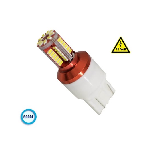 Λάμπα Led T20 W21/5W / 7443 W3X16Q Διπολική 4.5watt 12volt 57SMD Canbus Λευκό Φως 1 Τεμάχιο