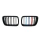 Καρδιές Μάσκας Για Bmw 3 E36 96-99 M4 Look Με Διπλή Γρίλια Tri-color / Μαύρο Γυαλιστερό 2 Τεμάχια