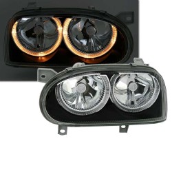 Μπροστινά Φανάρια Set Για Vw Golf 3 92-98 Angel Eyes Μαύρα H7/H7 Depo Μπροστινά Φανάρια Set Για Vw Golf 3 92-98 Angel Eyes Μαύρα H7/H7 Depo