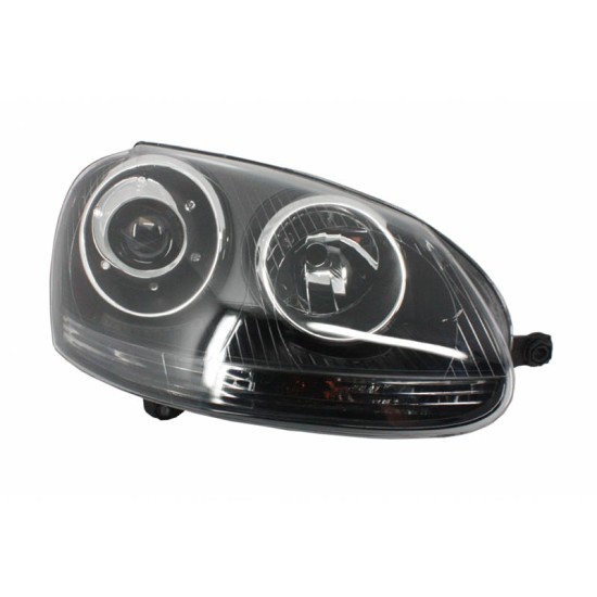 Μπροστινά Φανάρια Set Για Vw Golf V (5) 03-08 Projectors GTI / R32 Look Μαύρα H7/H7 Με Μοτέρ & E-Mark Carner