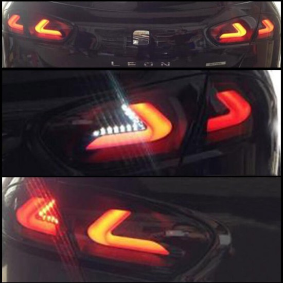 Πισινά Φανάρια Set Για Seat Leon 1P 09-12 Facelift Led Bar CarDNA Μάυρο/Φιμέ LH Group