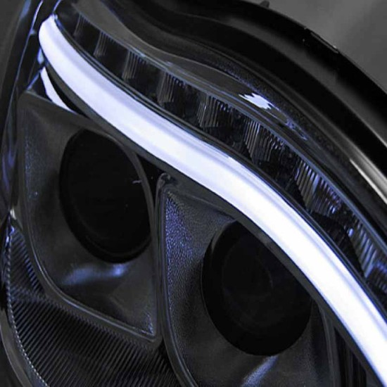 Μπροστινά Φανάρια Set Για Mercedes-Benz S-Class W220 98-05 DRL & Led Φλας Χρωμίου H7/H1 Manual JunYan