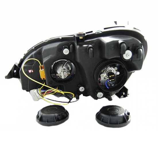Μπροστινά Φανάρια Set Για Mercedes-Benz S-Class W220 98-05 DRL & Led Φλας Χρωμίου H7/H1 Manual JunYan