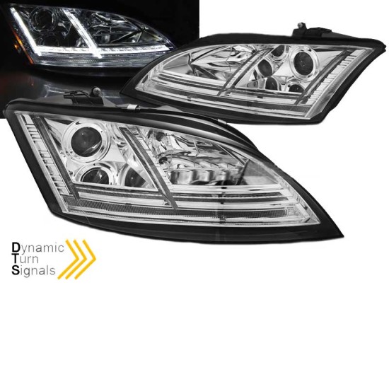Μπροστινά Φανάρια Set Για Audi TT 8J 06-10 DRL & Led Signal Dynamic Χρωμίου H7/H1 Sonar