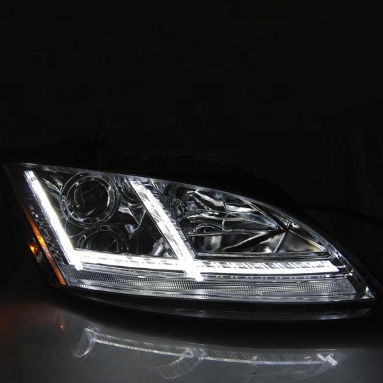 Μπροστινά Φανάρια Set Για Audi TT 8J 06-10 DRL & Led Signal Dynamic Χρωμίου H7/H1 Sonar