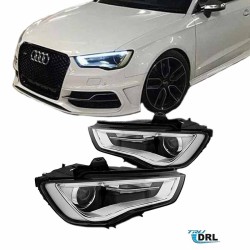 Μπροστινά Φανάρια Set Για Audi A3 8V 12-16 True DRL Tube Μαύρα H7 Με Μοτέρ Depo Μπροστινά Φανάρια Set Για Audi A3 8V 12-16 True DRL Tube Μαύρα H7 Με Μοτέρ Depo