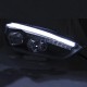 Μπροστινά Φανάρια Set Για Ford Focus 15-18 TRU DRL Tube Lights & Led Φλας Μαύρα H9/H1 Με Μοτέρ JunYan