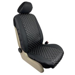 Ημικαλύμματα Μπροστινών Καθισμάτων Royal Δερματίνη Μαύρα Με Γκρι Ραφή 4 Τεμάχια