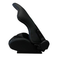 Καθίσματα Bucket Zeus Δερματίνη/Suede Alcantara Μαύρο Με Άσπρες Ραφές Σετ 2 Τεμαχίων